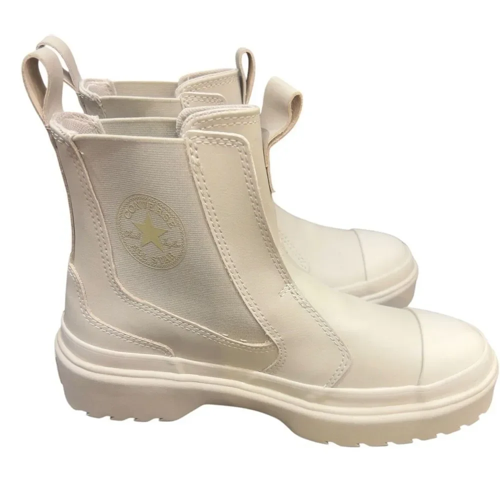 Converse Chuck Taylor All Star Lugged Leather Chelsea Boots Beige A08395C - Picture 4 of 6